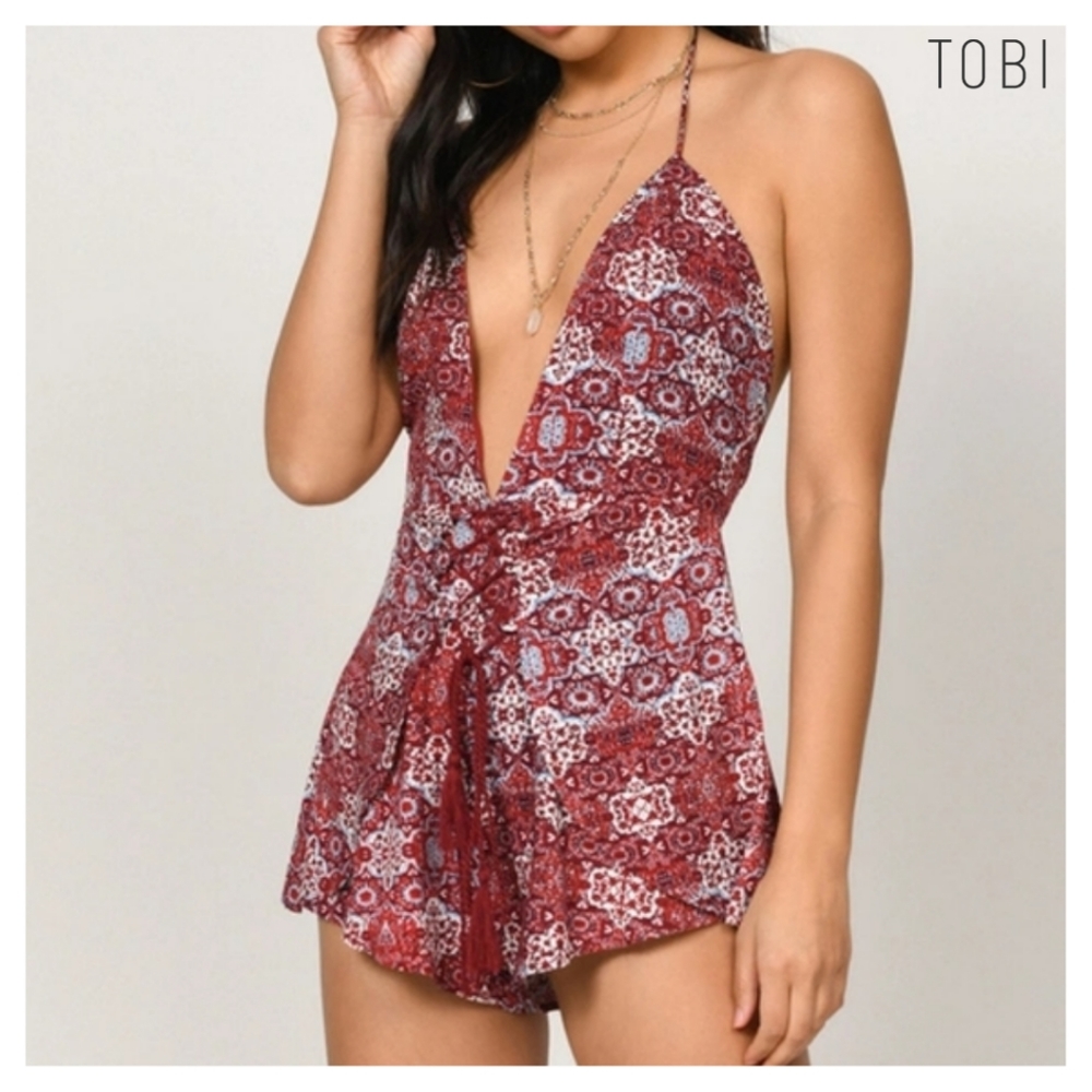 Halter Low-Back Plunging Romper